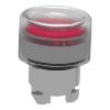 Picture of Head for illuminated push button, Harmony XB4, metal, red flush, 22mm, universal LED, spring return, clear boot, unmarked
