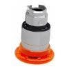 Picture of Head for illuminated push button, Harmony XB4, metal, orange muhroom 40mm, 22mm, universal LED, latching push pull