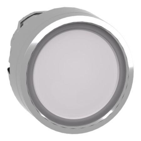 Picture of Head for illuminated push button, Harmony XB4, metal, white flush, 22mm, universal LED, for insertion legend