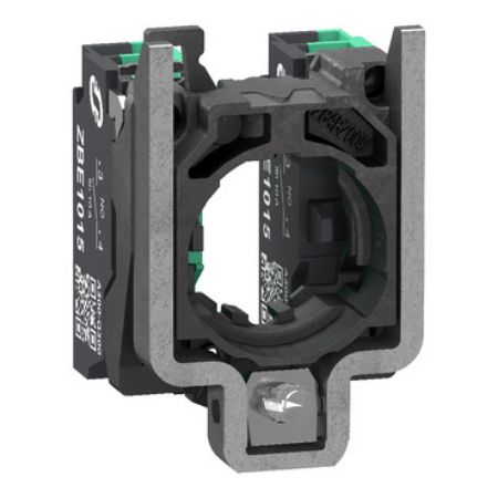 Picture of Complete body contact assembly, Harmony XB4, single contact, with fixing collar, metal, 2 NO, compact push in terminals