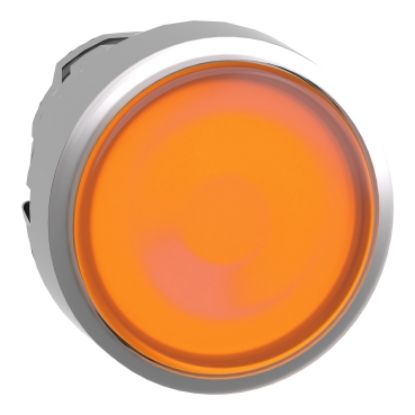Picture of Head for illuminated push button, Harmony XB4, metal, orange flush, 22mm, universal LED, for insertion legend