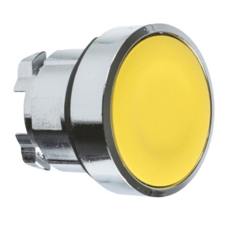 Picture of Harmony XB4, Push button head, metal, flush, yellow, 22mm, spring return, unmarked