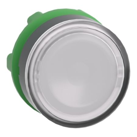 Picture of Head for illuminated push button, Harmony XB5, plastic, white flush, 22mm, universal LED, for insetion of legend