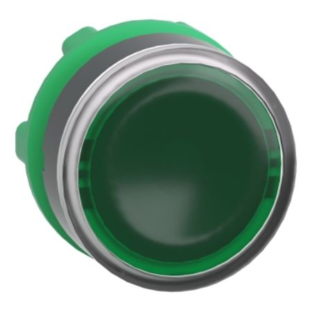 Picture of Head for illuminated push button, Harmony XB5, plastic, green flush, 22mm, universal LED, for insetion of legend