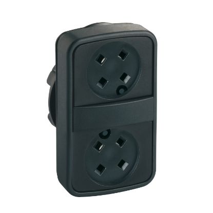 Picture of Head for double headed push button, Harmony XB5, 2 rectangular flush, without cap, 22mm, spring return, unmarked