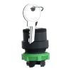 Picture of Key switch selector head, Harmony XB5, plastic, black, 22mm, key 455, 3 positions, spring return from right to center, key withdrawal left
