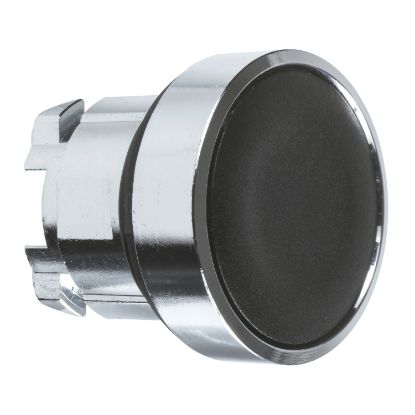 Picture of Head for non illuminated push button, Harmony XB4, metal, black, flush, 22mm, push push, unmarked
