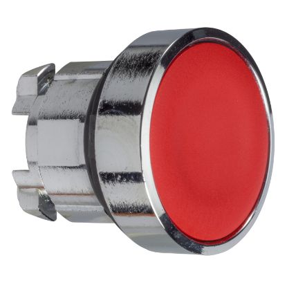 Picture of Head for non illuminated push button, Harmony XB4, metal, red, flush, 22mm, push push, unmarked