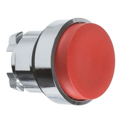Picture of Head for illuminated push button, Harmony XB4, metal, red projecting, 22mm, push-push, unmarked
