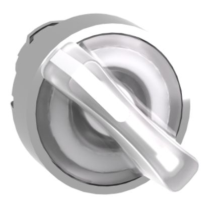 Picture of Head for illuminated selector switch, Harmony XB4, metal, white handle, 22mm, universal LED, 2 positions, stay put