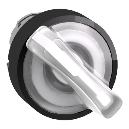 Picture of Head for illuminated selector switch, Harmony XB4, universal LED,  black metal, white handle, 22mm, 2 positions, stay put