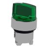 Picture of Head for illuminated selector switch, Harmony XB4, metal, green handle, 22mm, universal LED, 2 positions, stay put