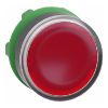 Picture of Head for illuminated push button, Harmony XB5, dark grey plastic, red flush, 22mm, universal LED, push push, unmarked