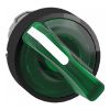Picture of Head for illuminated selector switch, Harmony XB4, universal LED,  black metal, green handle, 22mm, 2 positions, stay put