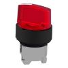 Picture of Head for illuminated selector switch, Harmony XB4, black metal, red handle, 22mm, universal LED, 2 positions, stay put