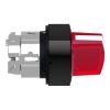 Picture of Head for illuminated selector switch, Harmony XB4, black metal, red handle, 22mm, universal LED, 2 positions, stay put