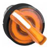 Picture of Head for illuminated selector switch, Harmony XB4, universal LED,  black metal, orange handle, 22mm, 2 positions, stay put