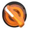 Picture of Head for illuminated selector switch, Harmony XB4, universal LED,  black metal, orange handle, 22mm, 2 positions, stay put