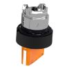 Picture of Head for illuminated selector switch, Harmony XB4, universal LED,  black metal, orange handle, 22mm, 2 positions, stay put