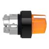 Picture of Head for illuminated selector switch, Harmony XB4, universal LED,  black metal, orange handle, 22mm, 2 positions, stay put