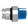 Picture of Head for illuminated selector switch, Harmony XB4, chromium metal, blue handle, 22mm, universal LED, 2 positions