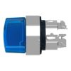 Picture of Head for illuminated selector switch, Harmony XB4, chromium metal, blue handle, 22mm, universal LED, 2 positions
