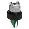 Picture of Head for illuminated selector switch, Harmony XB4, universal LED,  black metal, green handle, 22mm, 3 positions, stay put