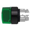 Picture of Head for illuminated selector switch, Harmony XB4, universal LED,  black metal, green handle, 22mm, 3 positions, stay put