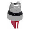 Picture of Head for illuminated selector switch, Harmony XB4, chromium metal, red handle, 22mm, universal LED, 3 positions, stay put