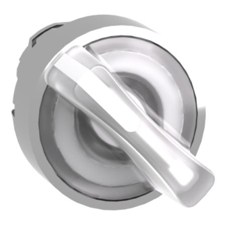 Picture of Head for illuminated selector switch, Harmony XB4, universal LED,  white handle, 22mm, 2 positions, spring return