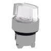 Picture of Head for illuminated selector switch, Harmony XB4, universal LED,  white handle, 22mm, 2 positions, spring return