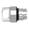 Picture of Head for illuminated selector switch, Harmony XB4, universal LED,  white handle, 22mm, 2 positions, spring return