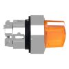 Picture of Head for illuminated selector switch, Harmony XB4, chromium metal, orange handle, 22mm, universal LED, 2 positions,
