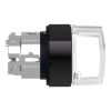 Picture of Head for illuminated selector switch, Harmony XB4, black metal, white handle, 22mm, universal LED, 3 positions, to center