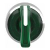 Picture of Head for illuminated selector switch, Harmony XB4, chromium metal, green handle, 22mm, universal LED, 3 positions, left to center