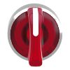 Picture of Head for illuminated selector switch, Harmony XB4, chromium metal, red handle, 22mm, universal LED, 3 positions,