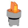 Picture of Head for illuminated selector switch, Harmony XB4, chromium metal, orange handle, 22mm, universal LED, 3 positions,