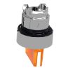Picture of Head for illuminated selector switch, Harmony XB4, chromium metal, orange handle, 22mm, universal LED, 3 positions,