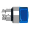 Picture of Head for illuminated selector switch, Harmony XB4, chromium metal, blue handle, 22mm, universal LED, 3 positions,