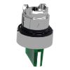 Picture of Head for illuminated selector switch, Harmony XB4, chromium metal, green handle, 22mm, universal LED, 3 positions, to center