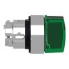 Picture of Head for illuminated selector switch, Harmony XB4, chromium metal, green handle, 22mm, universal LED, 3 positions, to center