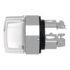 Picture of Head for illuminated selector switch, Harmony XB4, chromium metal, white handle, 22mm, universal LED, 3 positions, right to center