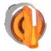 Picture of Head for illuminated selector switch, Harmony XB4, metal, orange handle, 22mm, universal LED, 3 positions, right to center