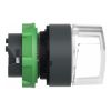 Picture of Head for illuminated selector switch, Harmony XB5, grey plastic, white handle, 22mm, universal LED, 3 positions, stay put