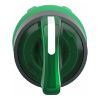 Picture of Head for illuminated selector switch, Harmony XB5, grey plastic, green handle, 22mm, universal LED, 3 positions, stay put