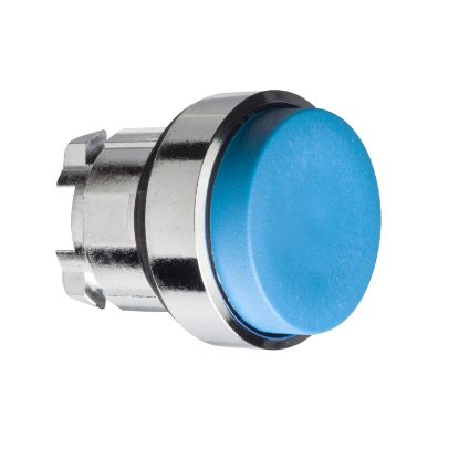 Picture of Harmony XB4, Head for non illuminated push button, blue projecting pushbutton Ø22 mm spring return unmarked