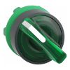 Picture of Head for illuminated selector switch, Harmony XB5, universal LED,  green handle, 22mm, 2 positions, spring return