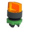 Picture of Head for illuminated selector switch, Harmony XB5, universal LED,  orange handle, 22mm, 2 positions, spring return