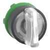 Picture of Head for illuminated selector switch, Harmony XB5, dark grey plastic, white handle, 22mm, universal LED, 3 positions,