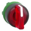Picture of Head for illuminated selector switch, Harmony XB5, dark grey plastic, red handle, 22mm, universal LED, 3 positions, to center